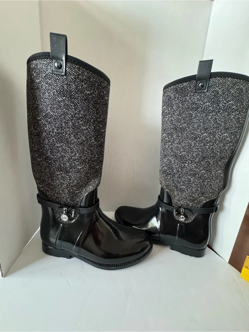 MICHAEL KORS Black Waterproof Rubber Knee High Rain Boots Women's Size 10